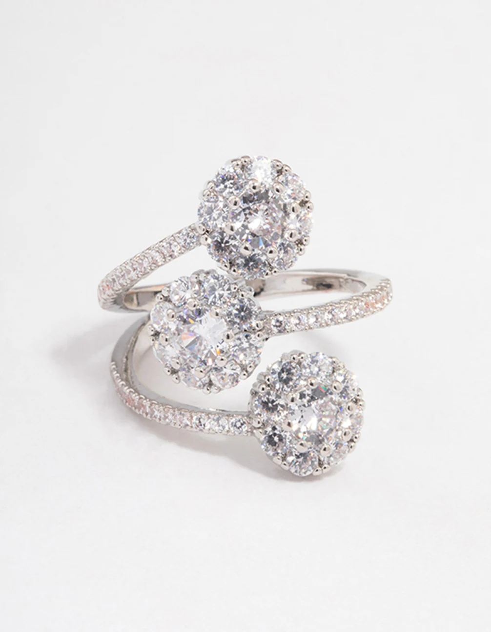 Rhodium Round Three Tier Ring - Image 3
