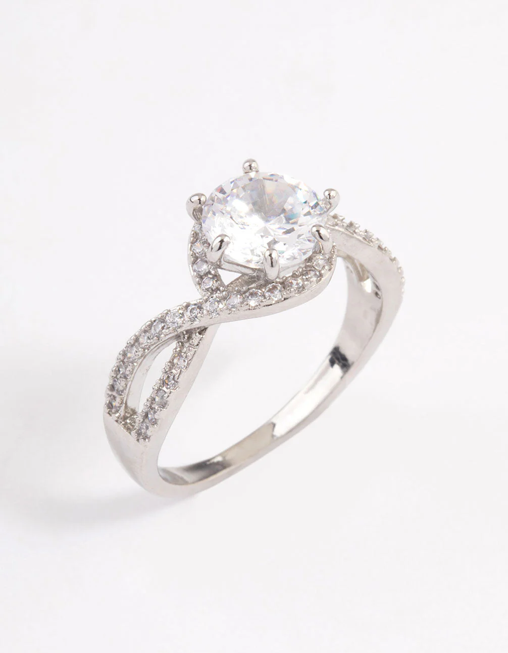 Rhodium Round Infinity Halo Ring - Image 2