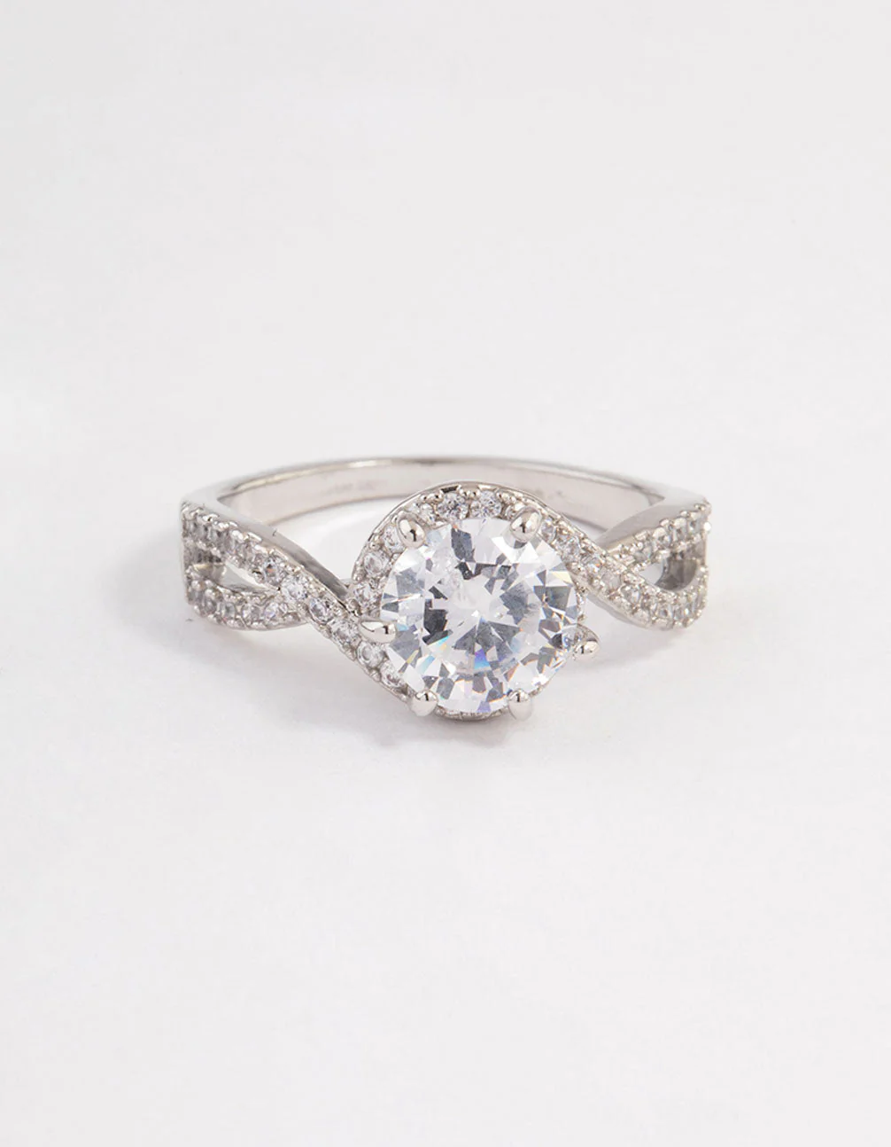 Rhodium Round Infinity Halo Ring - Image 3