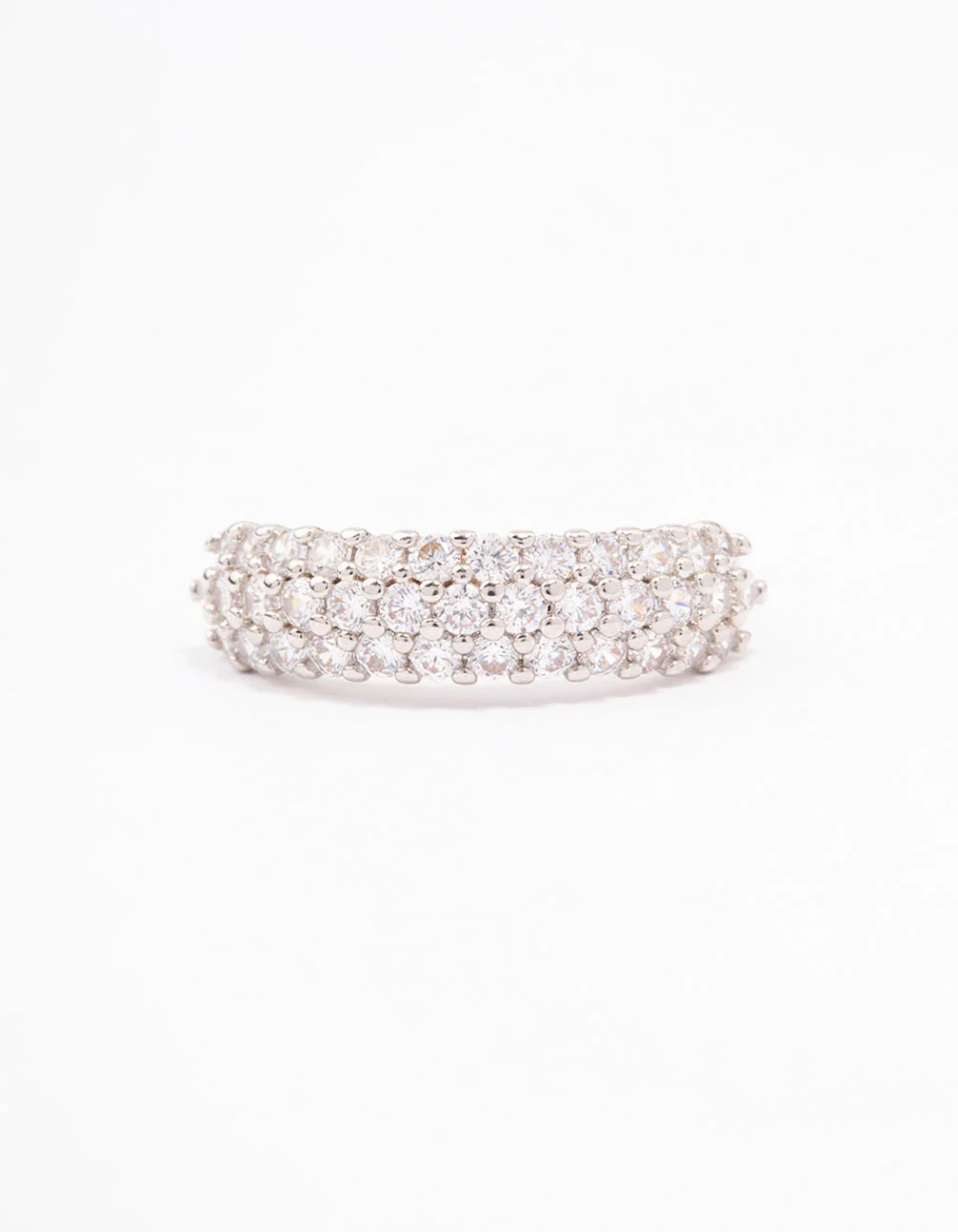 Silver Slim Cubic Zirconia Band Ring - Image 3