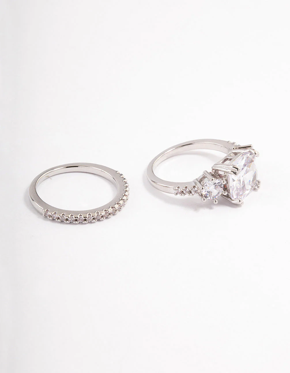 Rhodium Triple Stone Ring Set - Image 3