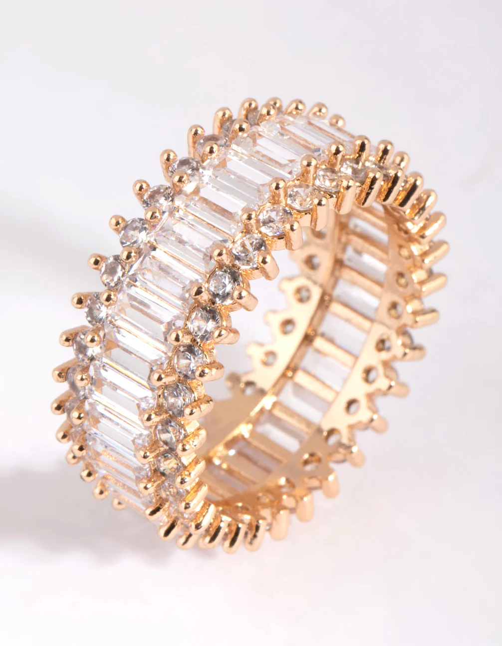 Gold Cubic Zirconia Baguette Ring - Image 2