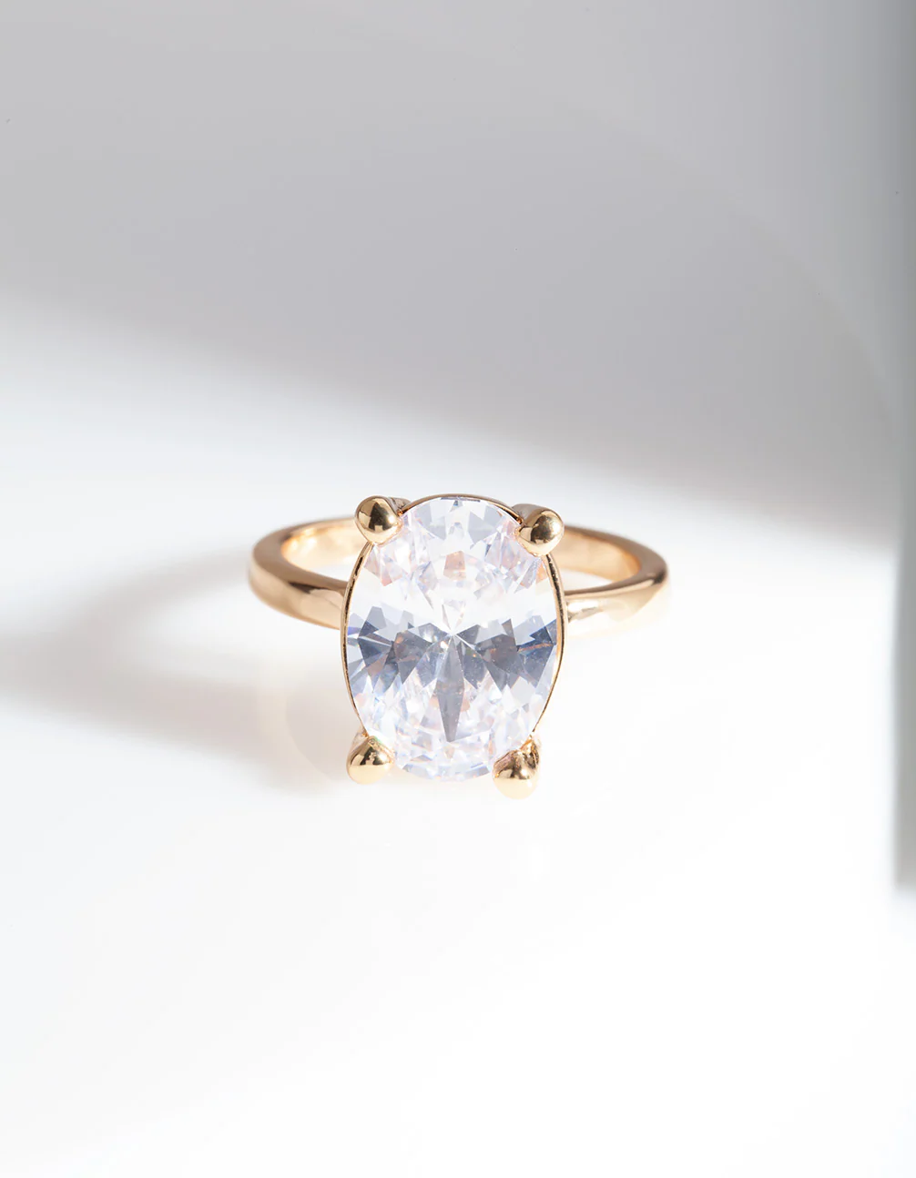 Gold Oval Cubic Zirconia Engagement Ring - Image 2