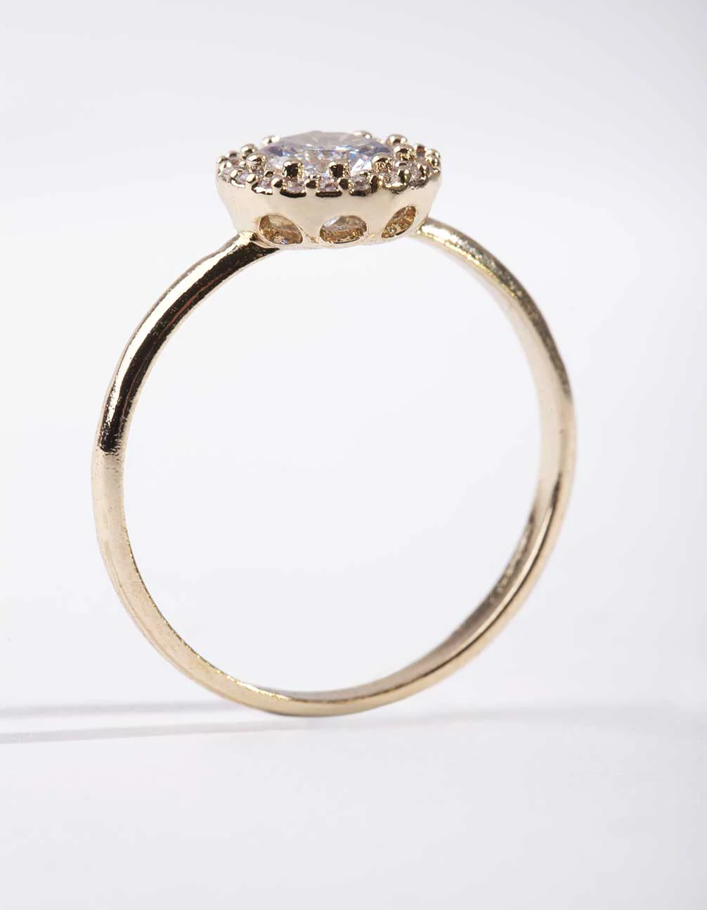 Gold Cubic Zirconia Circle Stone Surround Ring - Image 2