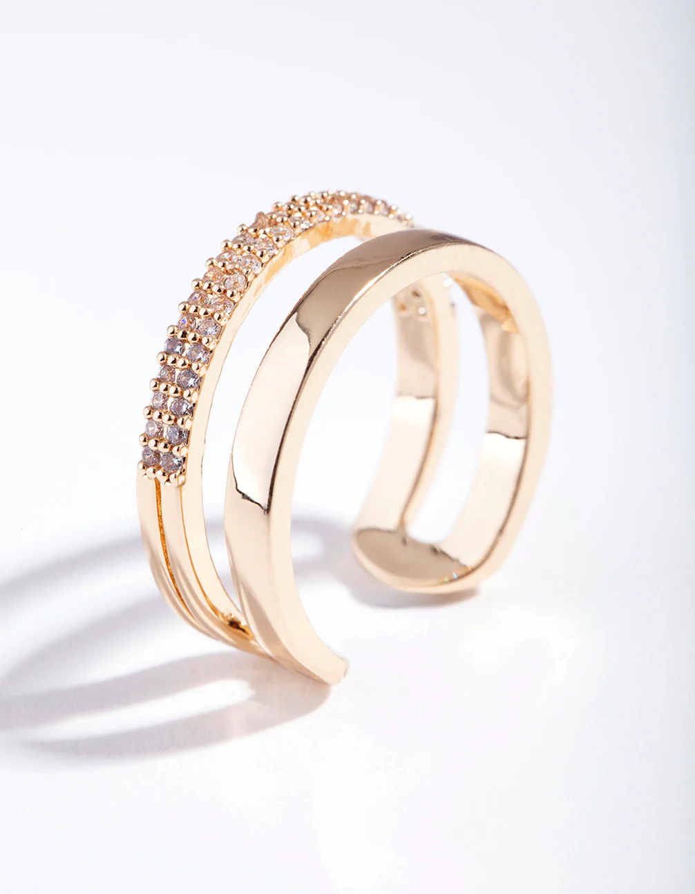 Gold Cubic Zirconia Parallel Bands Ring - Image 2