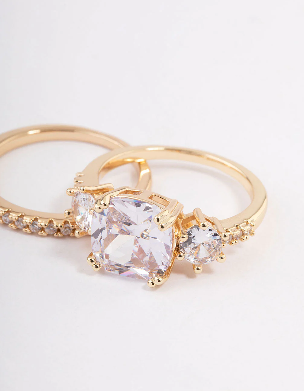 Gold Three Stone Ring Set - Image 3