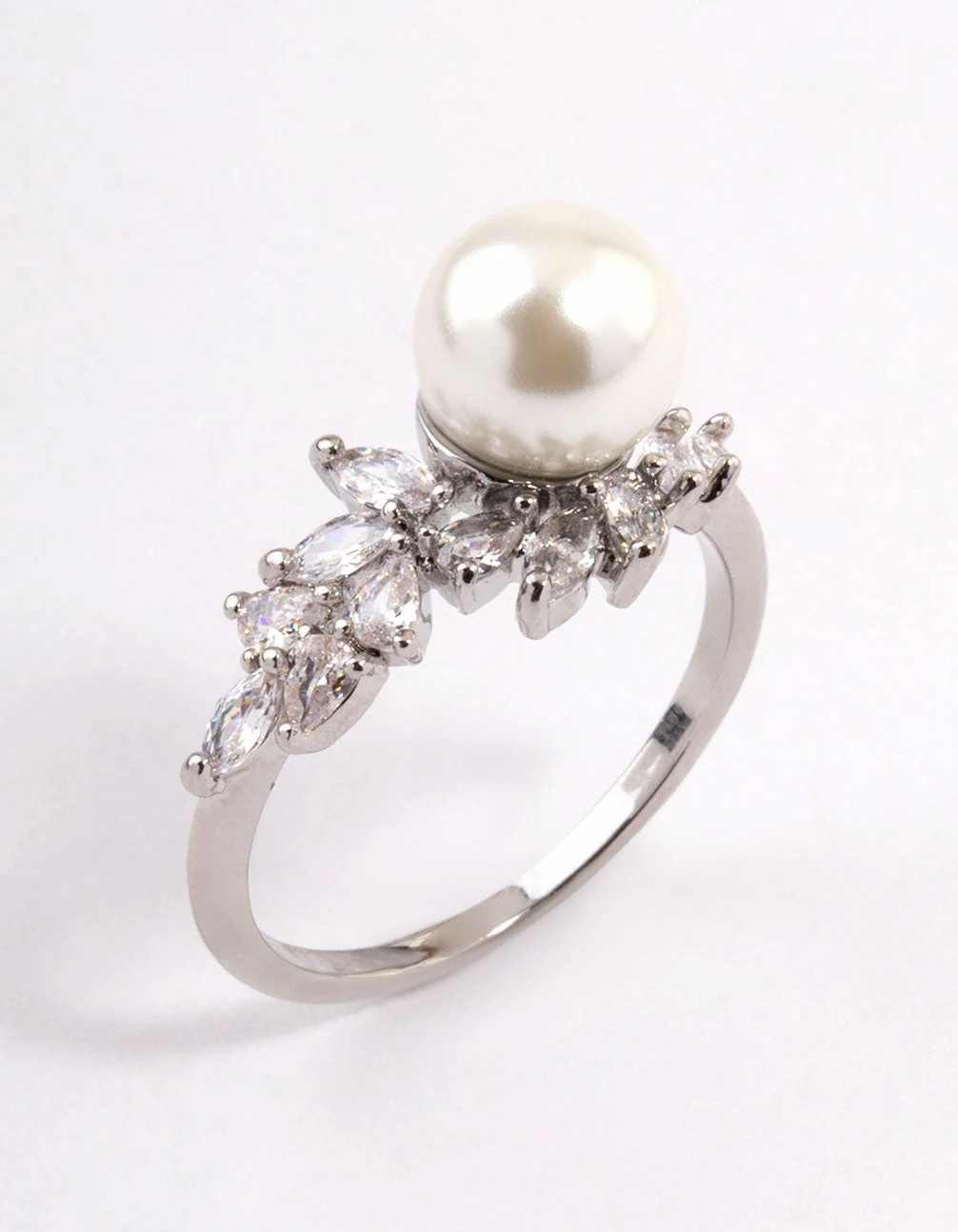 Silver Leafy Pearl Ring - Image 2