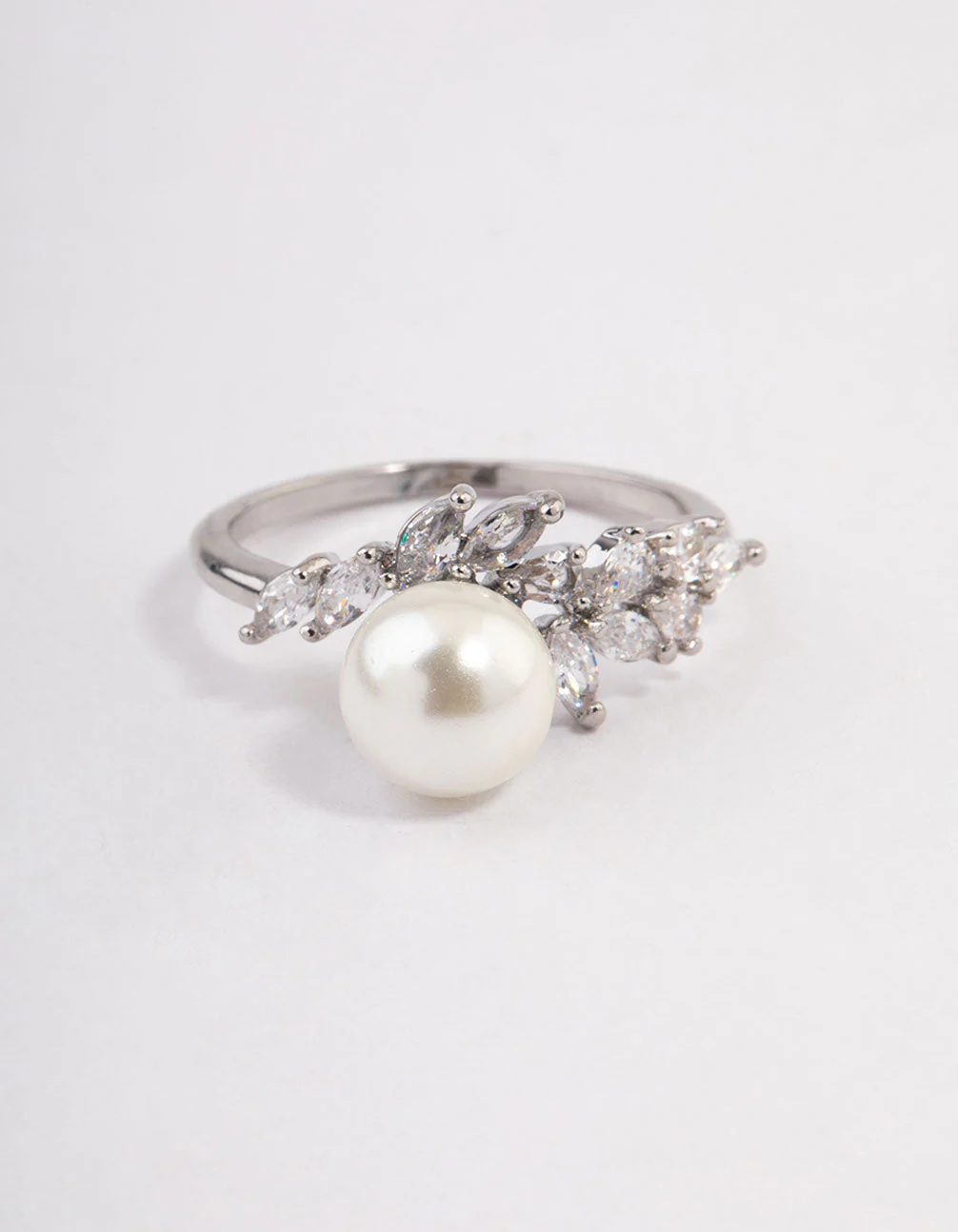 Silver Leafy Pearl Ring - Image 3