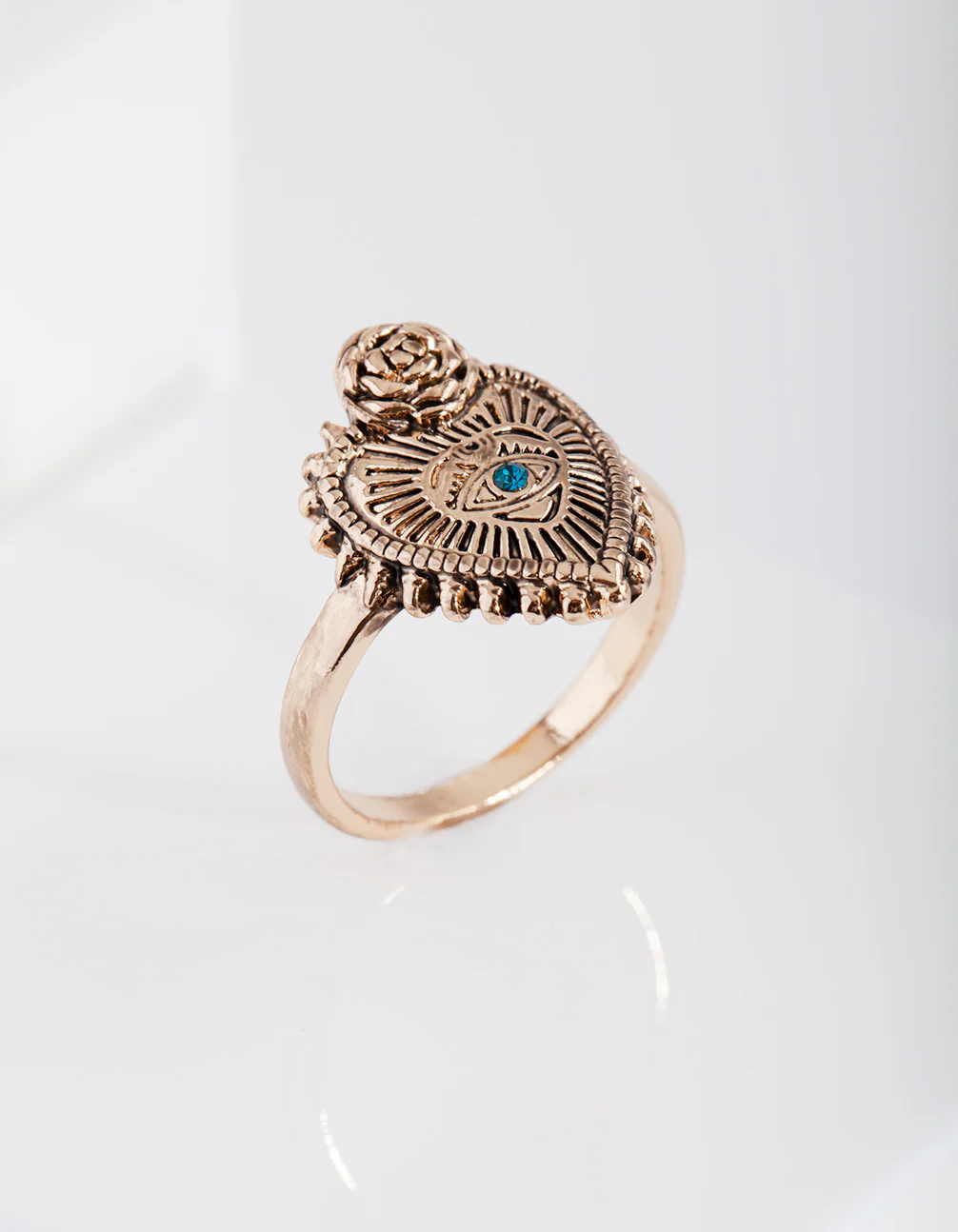 Antique Gold Spiked Heart Ring - Image 3