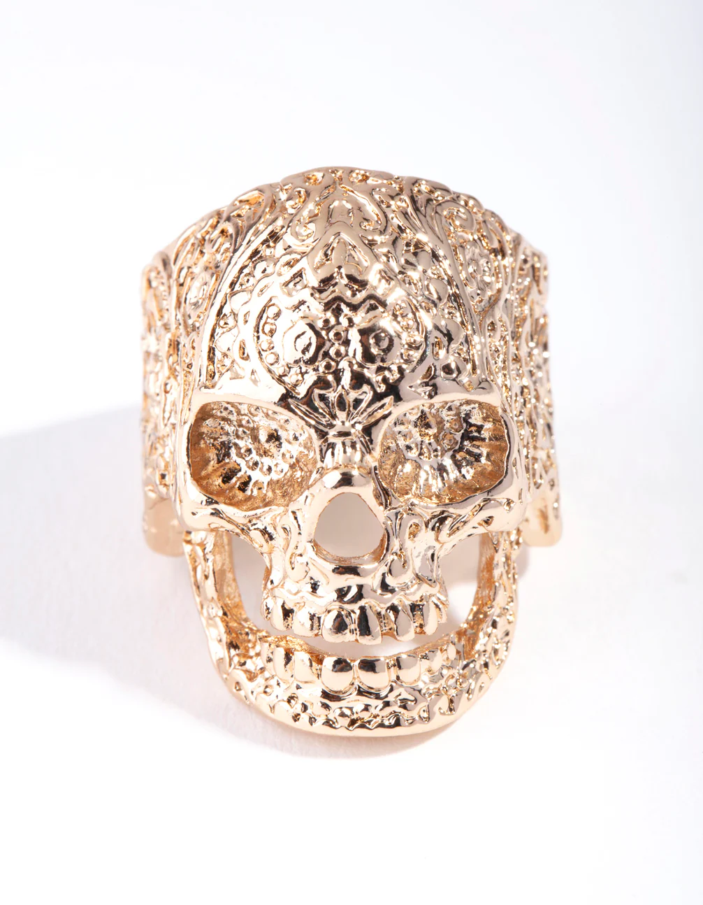 Gold Ornate Skull Ring - Image 2