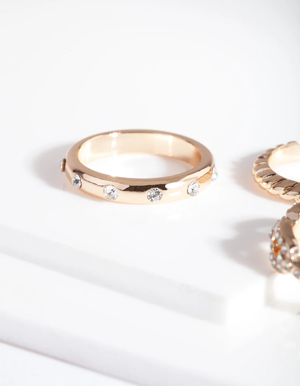 Gold Diamante Chain Ring Pack - Image 2