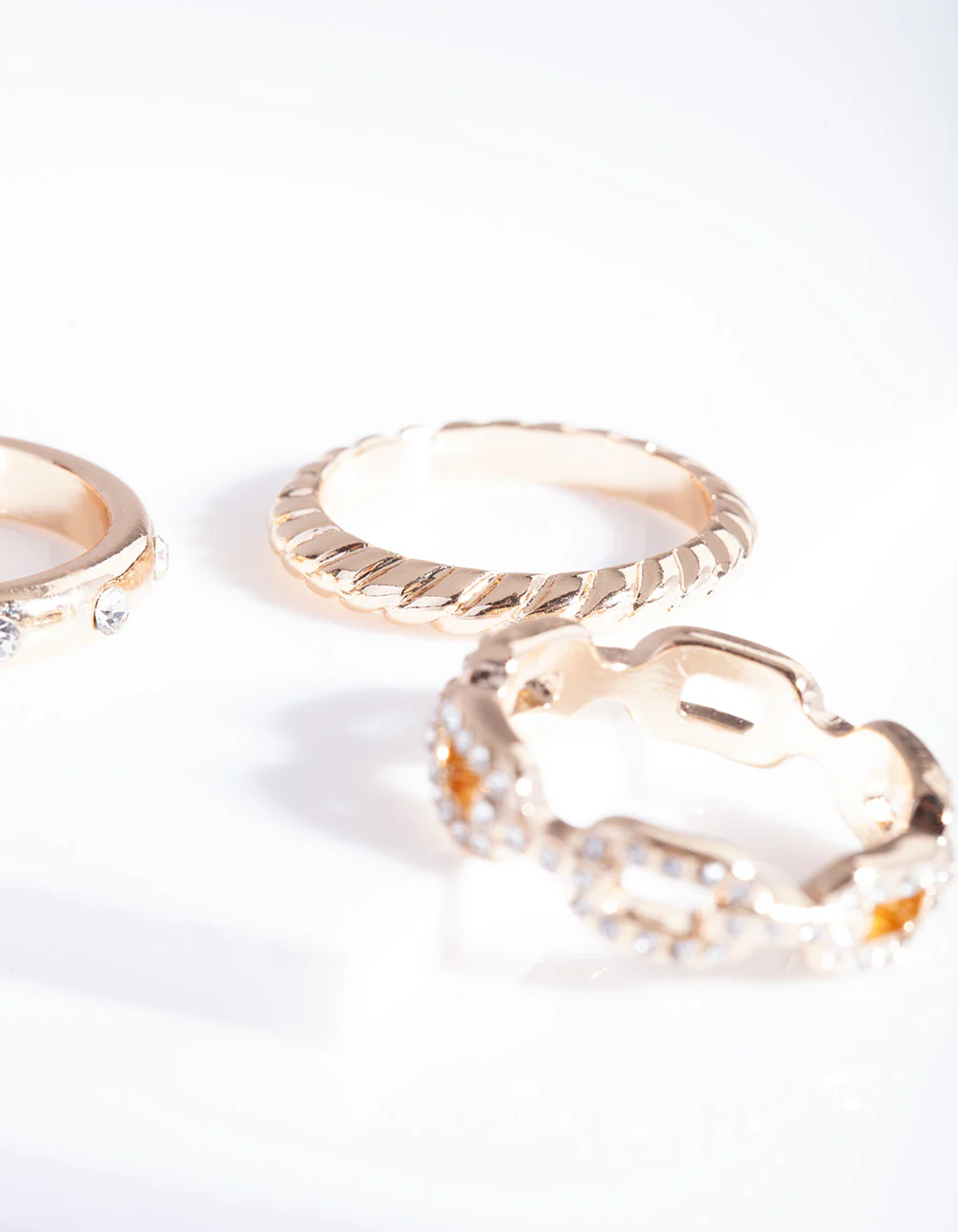Gold Diamante Chain Ring Pack - Image 3