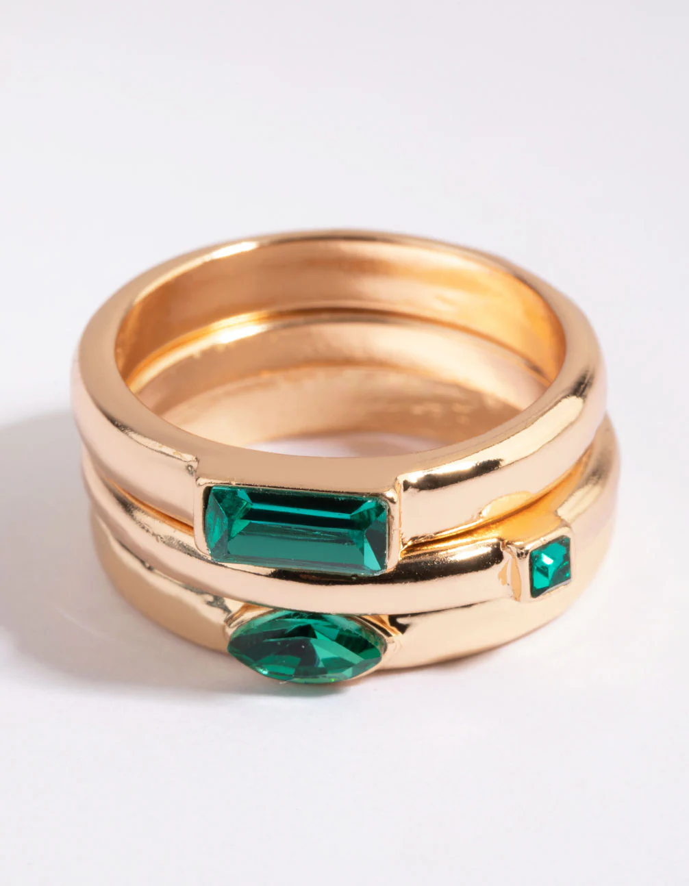 Gold Ring Pack with Emerald Coloured Stones - Image 3