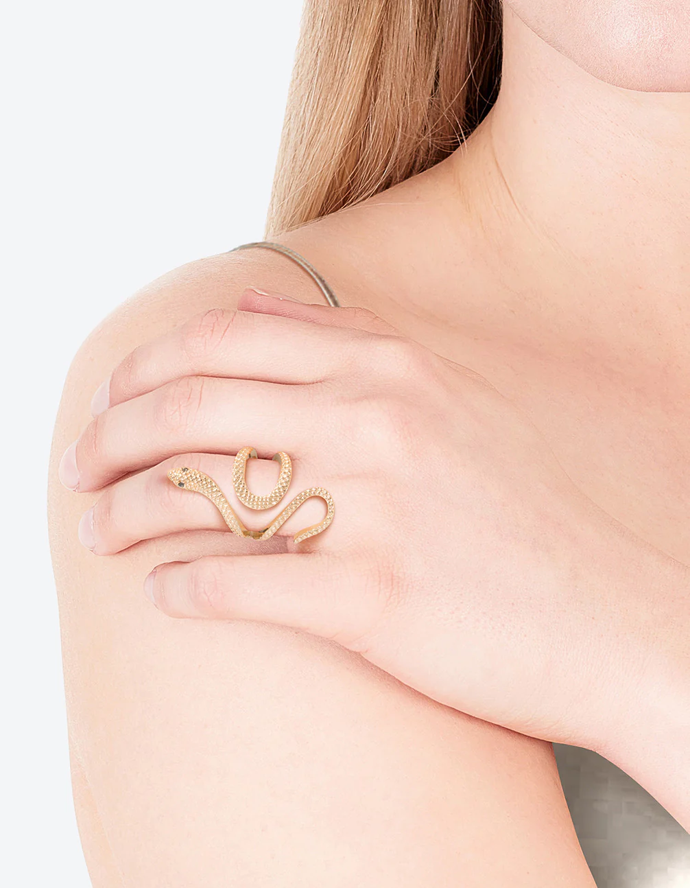 Gold Etched Snake Ring - Image 2