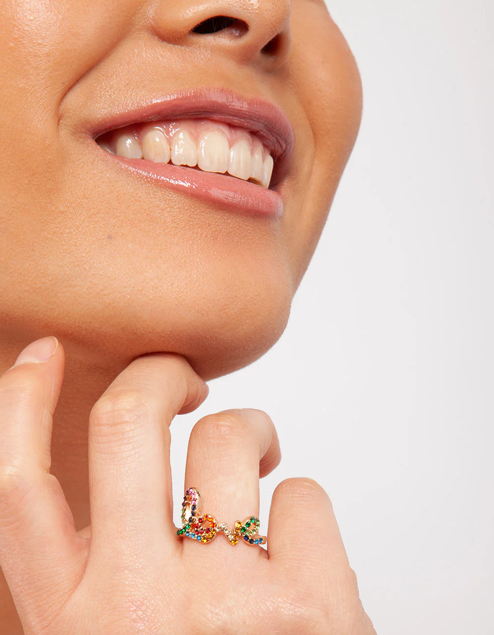 Rainbow Love Diamante Ring - Image 2