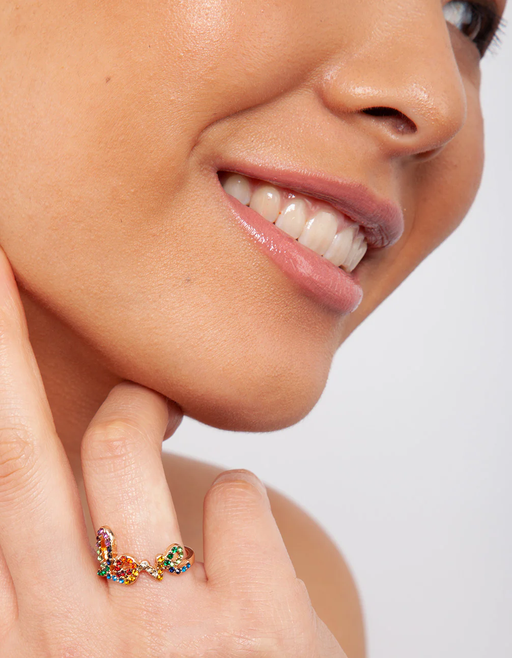 Rainbow Love Diamante Ring - Image 3