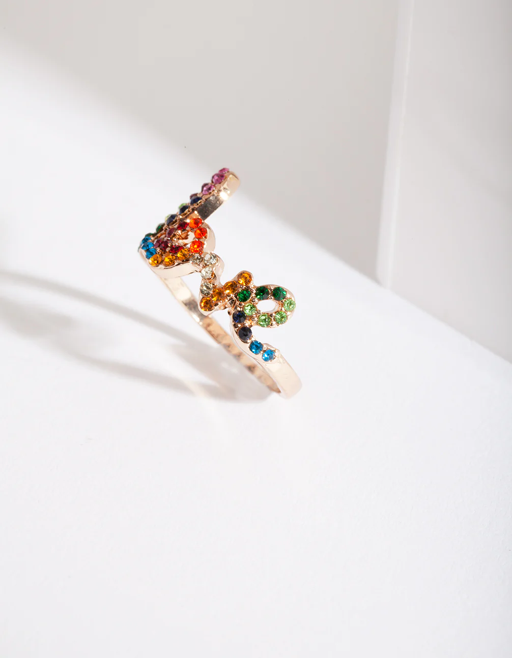 Rainbow Love Diamante Ring - Image 4