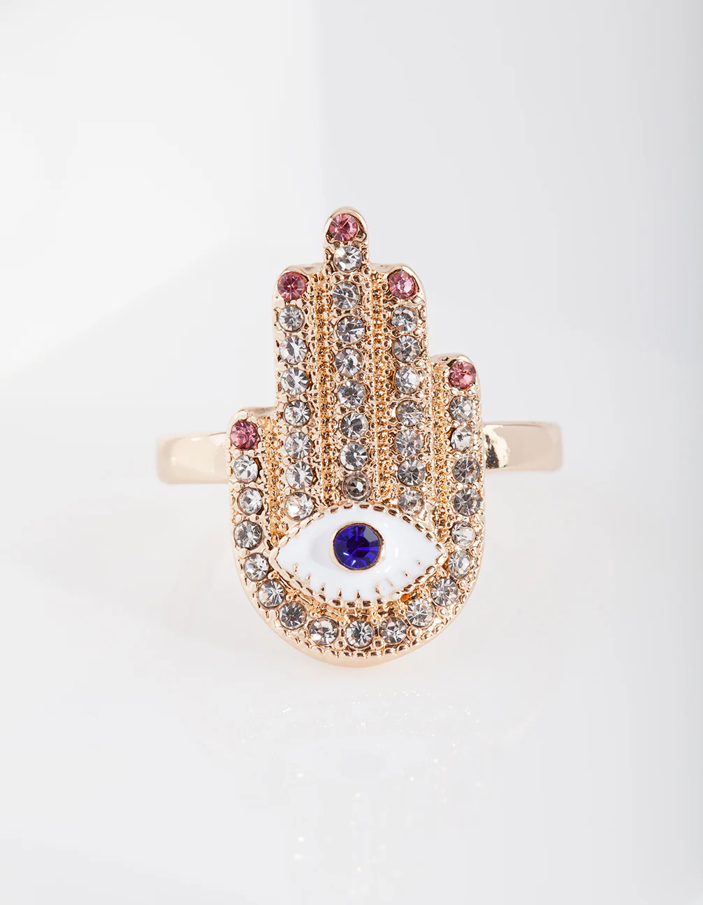 Gold Blue Diamante Eye Ring - Image 2