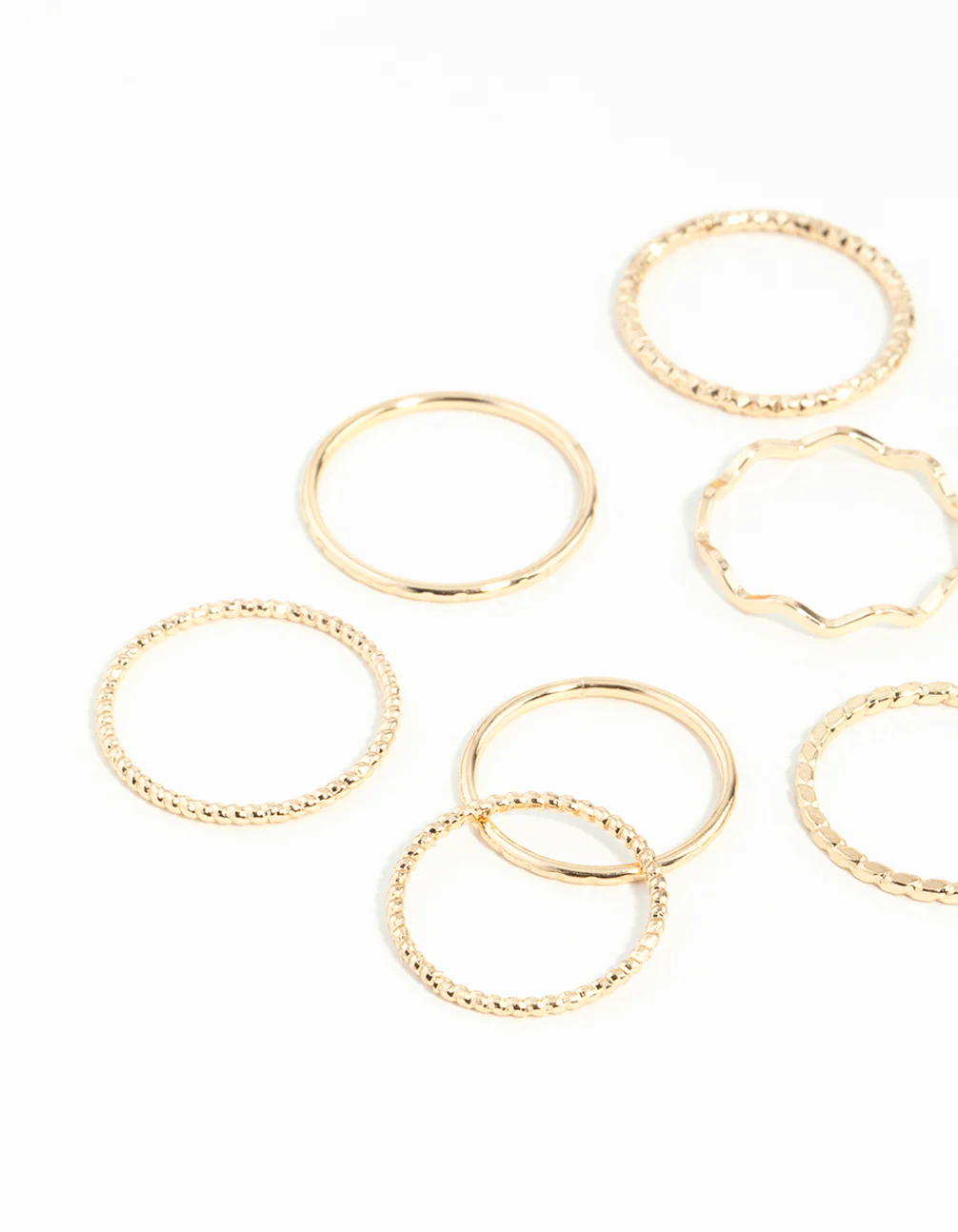 Gold Textured Mixed Size Ring Pack - Image 2