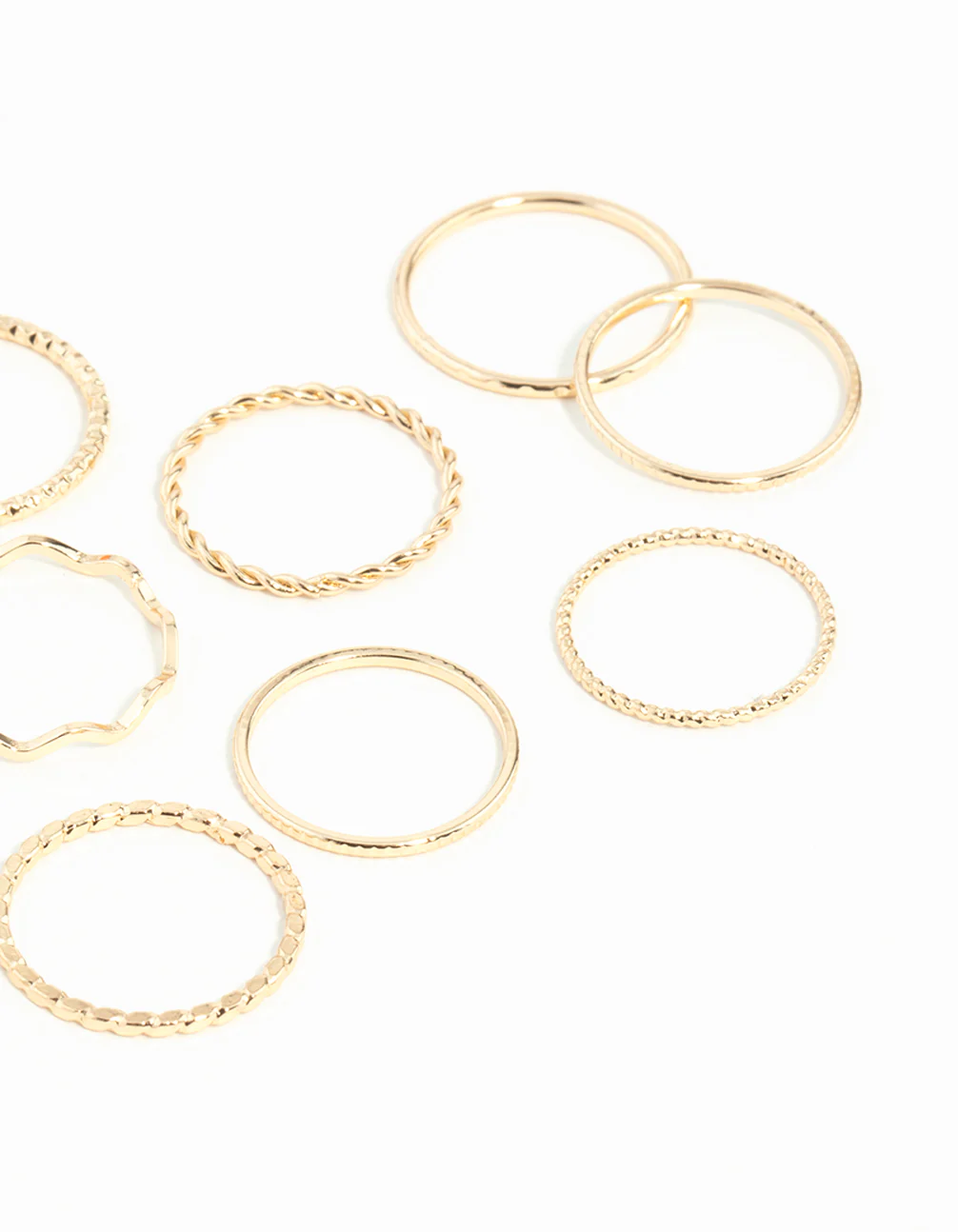 Gold Textured Mixed Size Ring Pack - Image 3