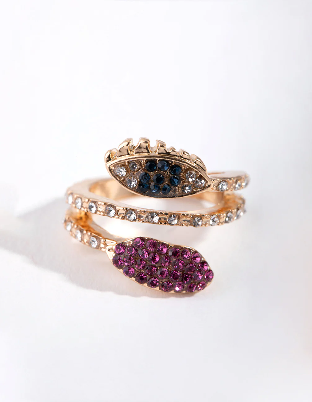 Gold Crystal Evil Eye Lips Rings - Image 2