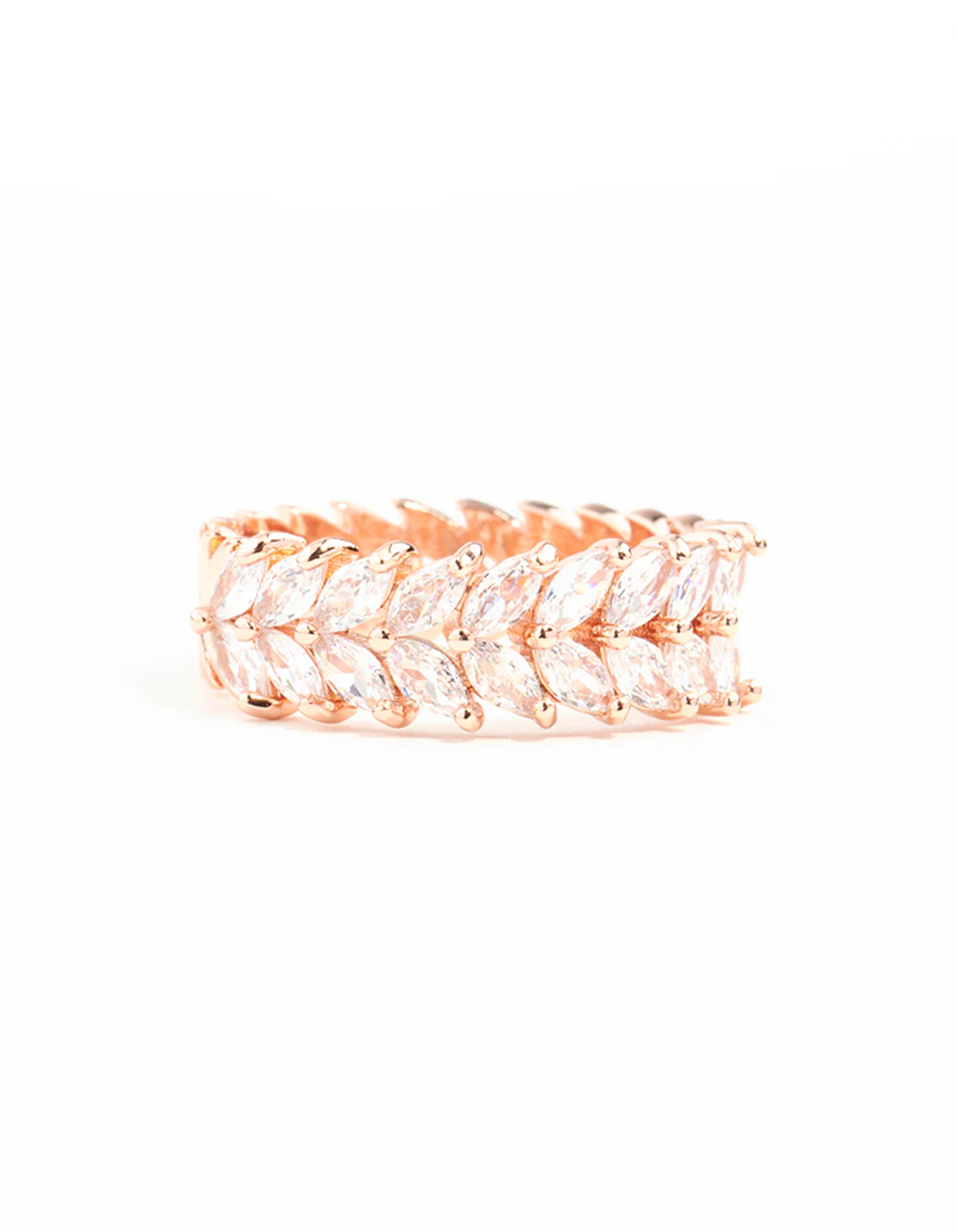 Rose Gold Plated Cubic Zirconia Navette Ring - Image 3