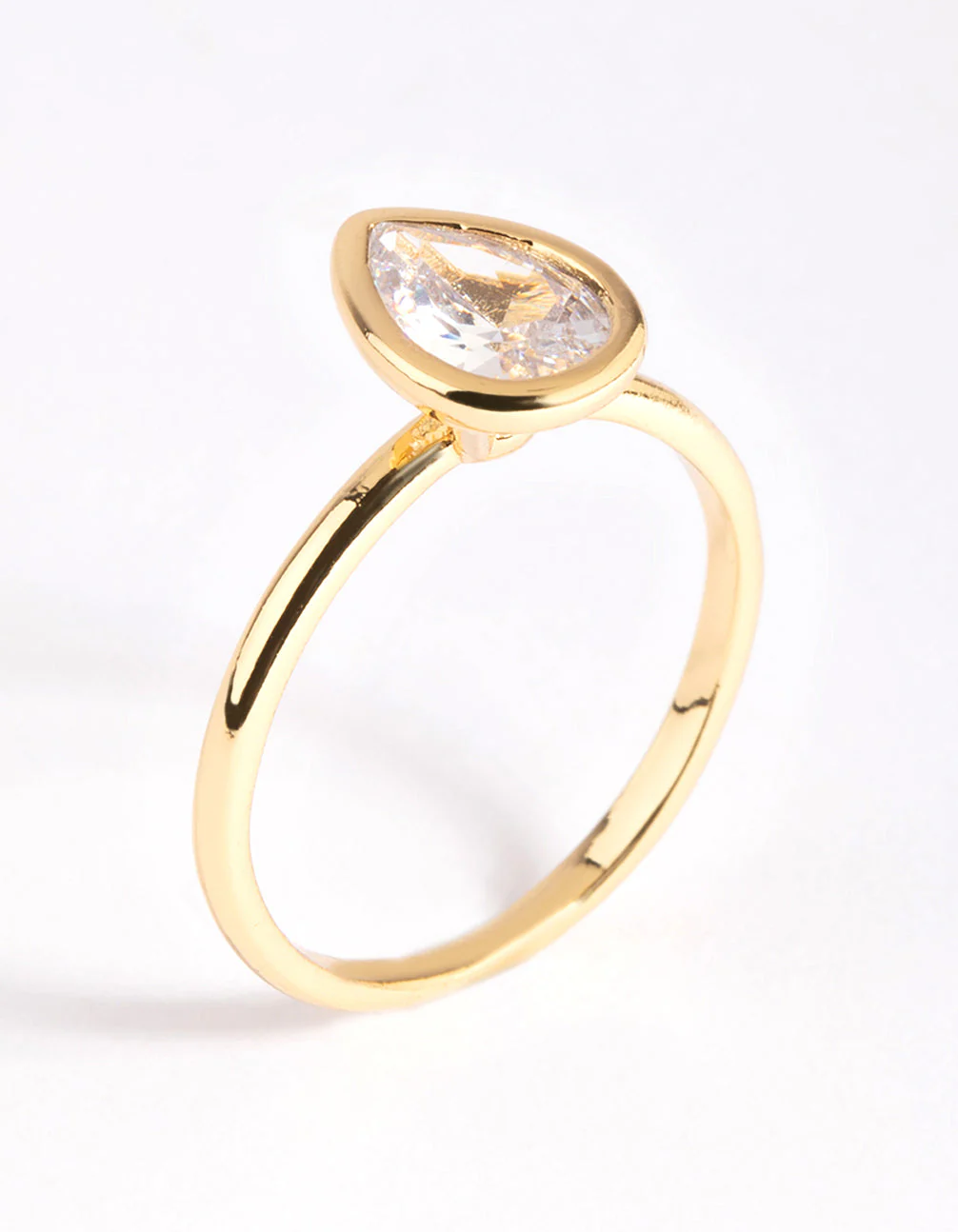 Gold Plated Cubic Zirconia Pear Cut Ring - Image 3