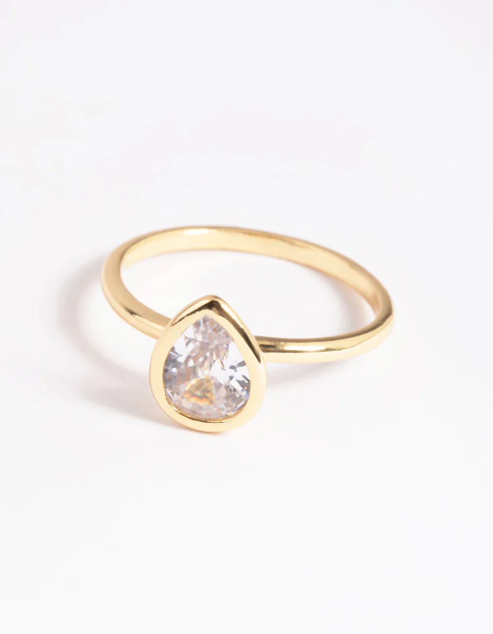 Gold Plated Cubic Zirconia Pear Cut Ring - Image 4