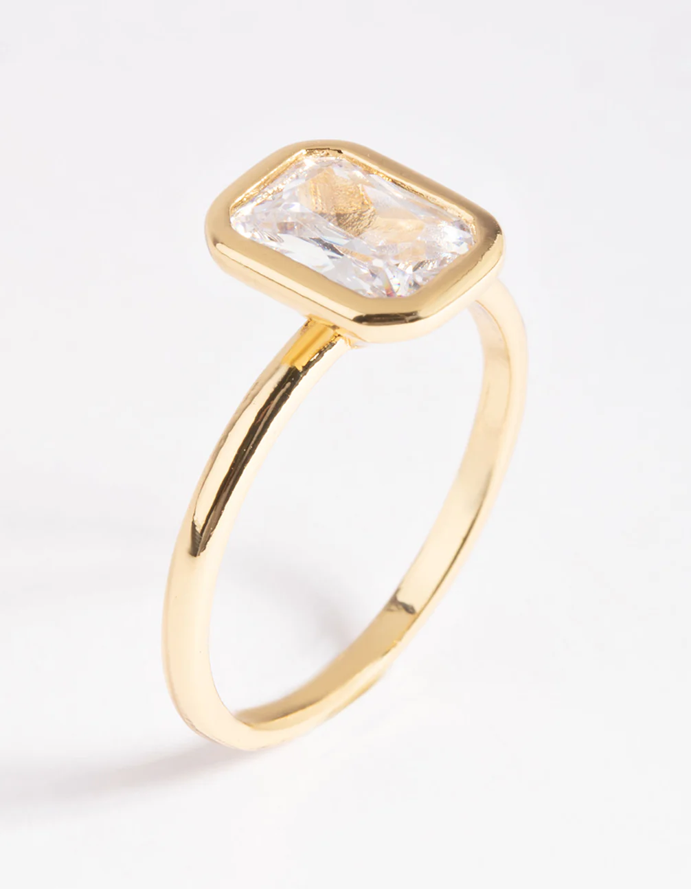 Gold Plated Cubic Zirconia Princess Cut Ring - Image 3