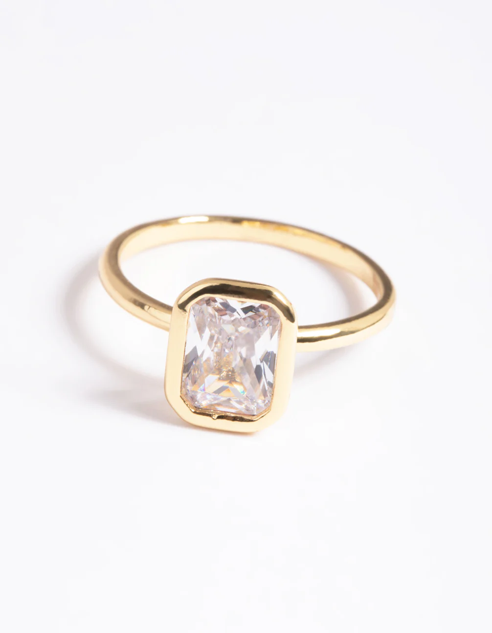 Gold Plated Cubic Zirconia Princess Cut Ring - Image 4