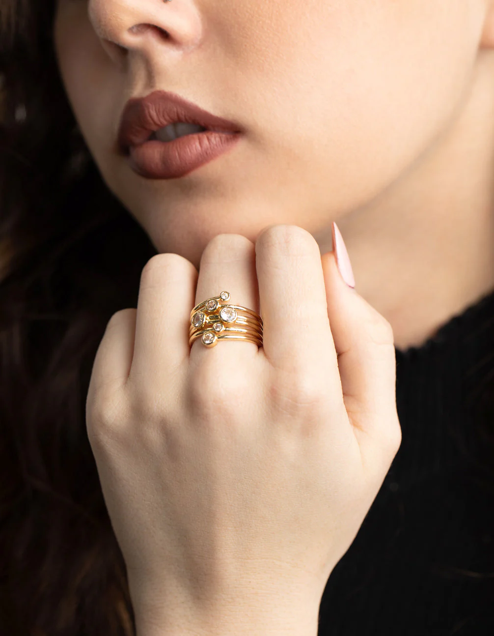 Gold Plated Cubic Zirconia Stone Ring - Image 2