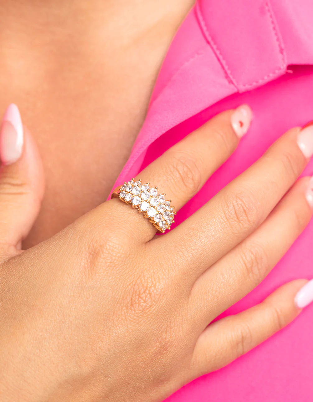 Gold Cubic Zirconia Cluster Ring - Image 2
