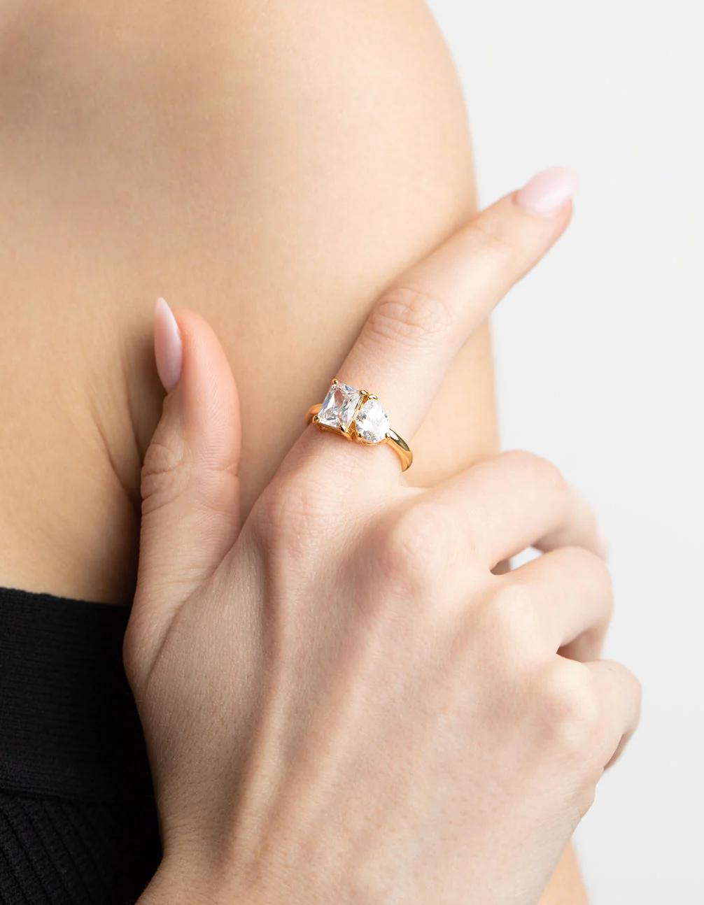 Gold Plated Cubic Zirconia Emerald Cut Ring - Image 3