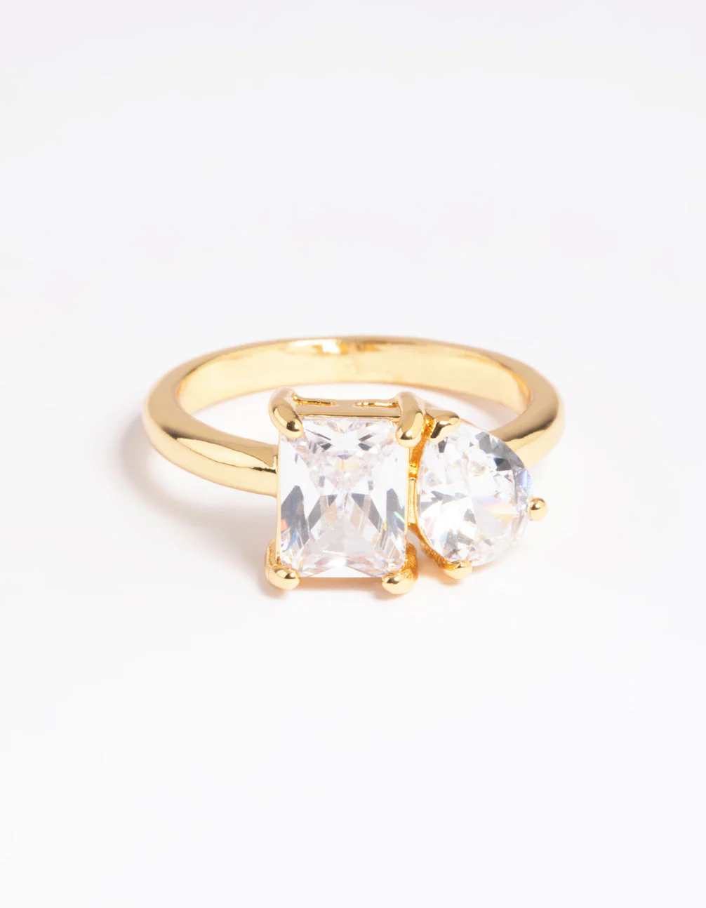 Gold Plated Cubic Zirconia Emerald Cut Ring - Image 4