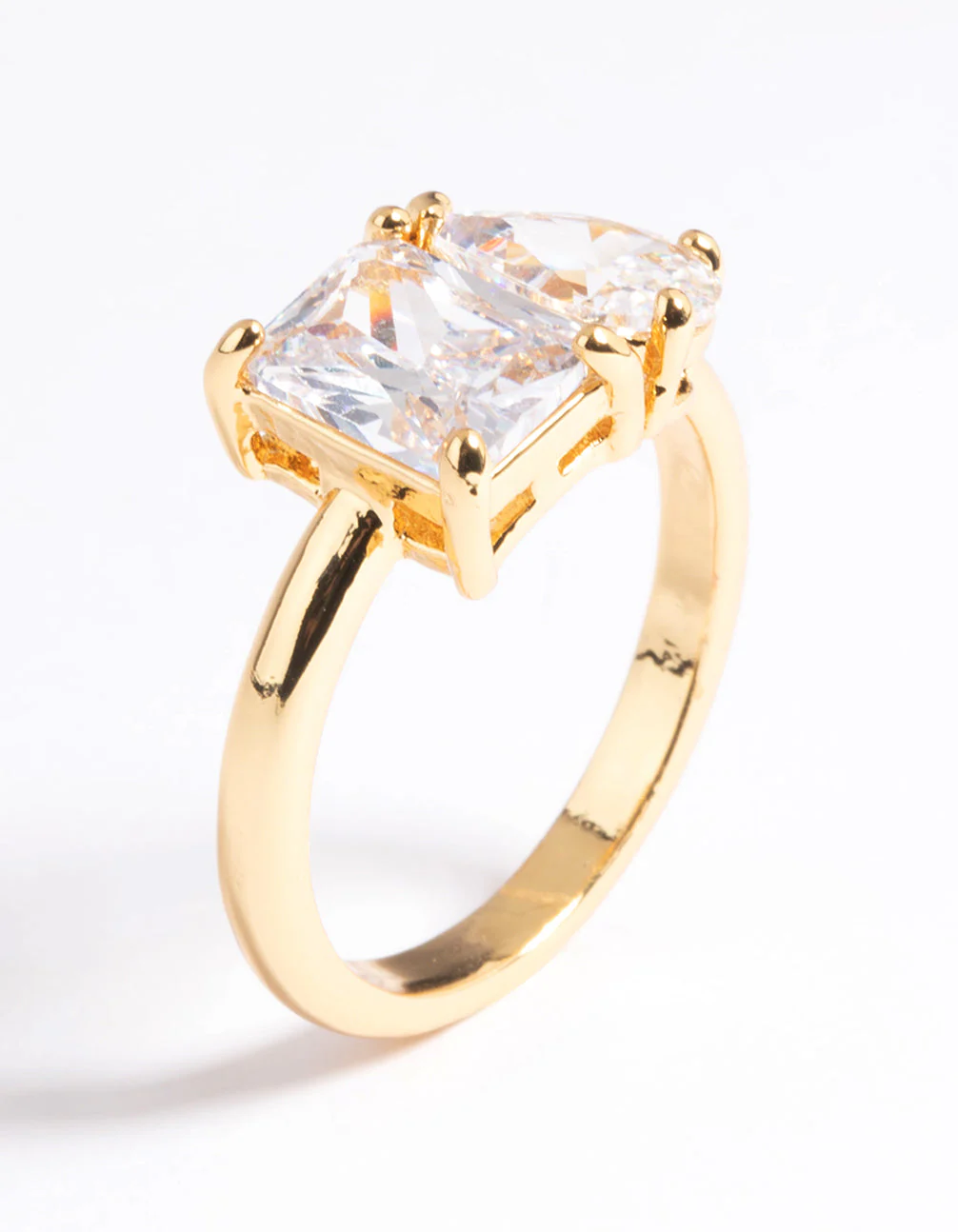Gold Plated Cubic Zirconia Emerald Cut Ring - Image 5