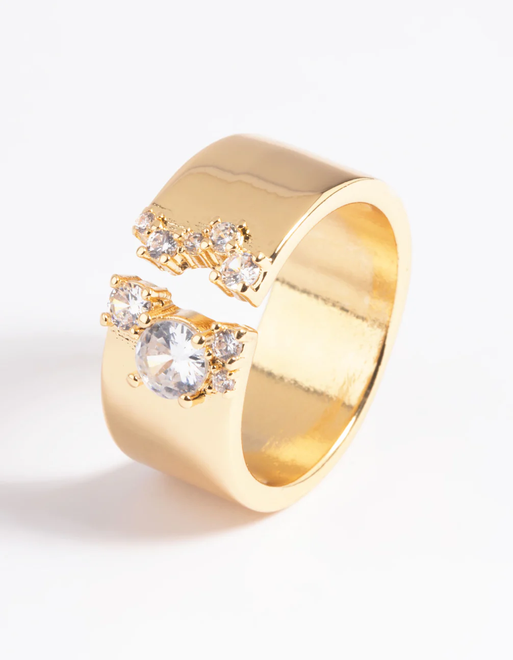 Gold Plated Cubic Zirconia Open Front Ring - Image 3