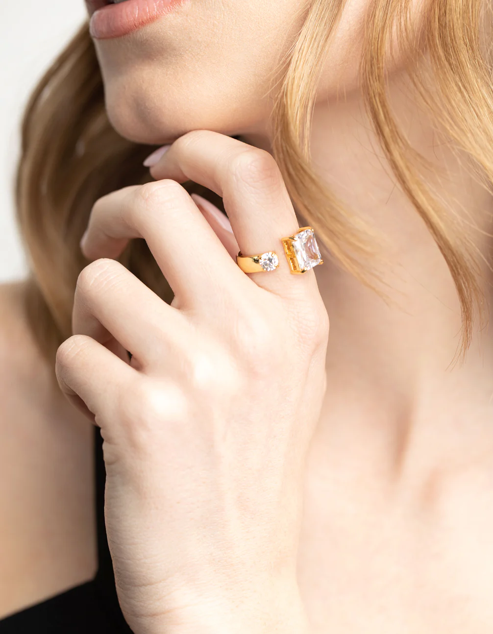 Gold Plated Cubic Zirconia Solitaire Ring - Image 2