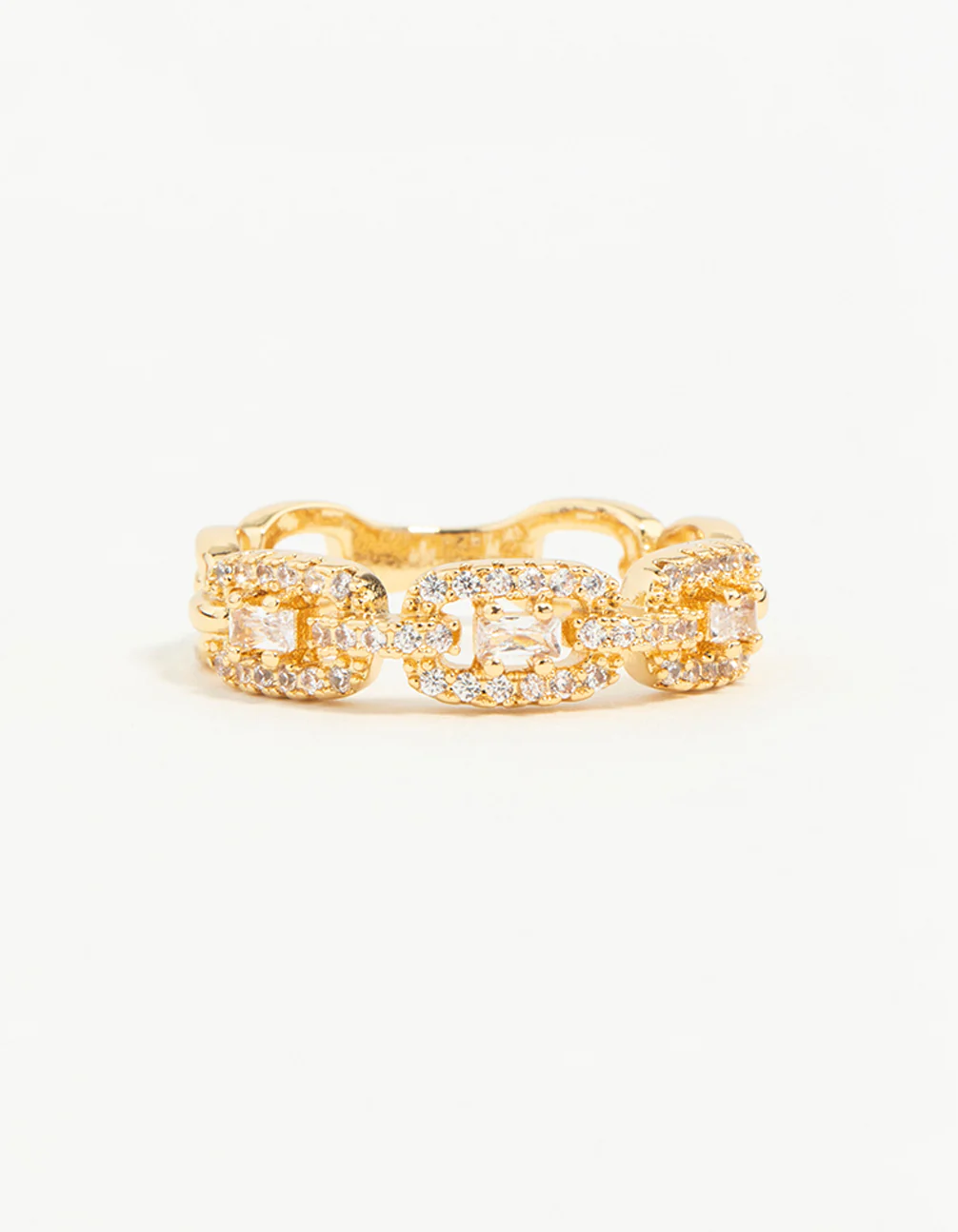 Gold Plated Cubic Zirconia Chain Ring - Image 3