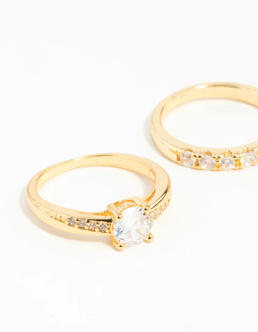 Gold Plated Cubic Zirconia Engaement Ring Set - Image 3
