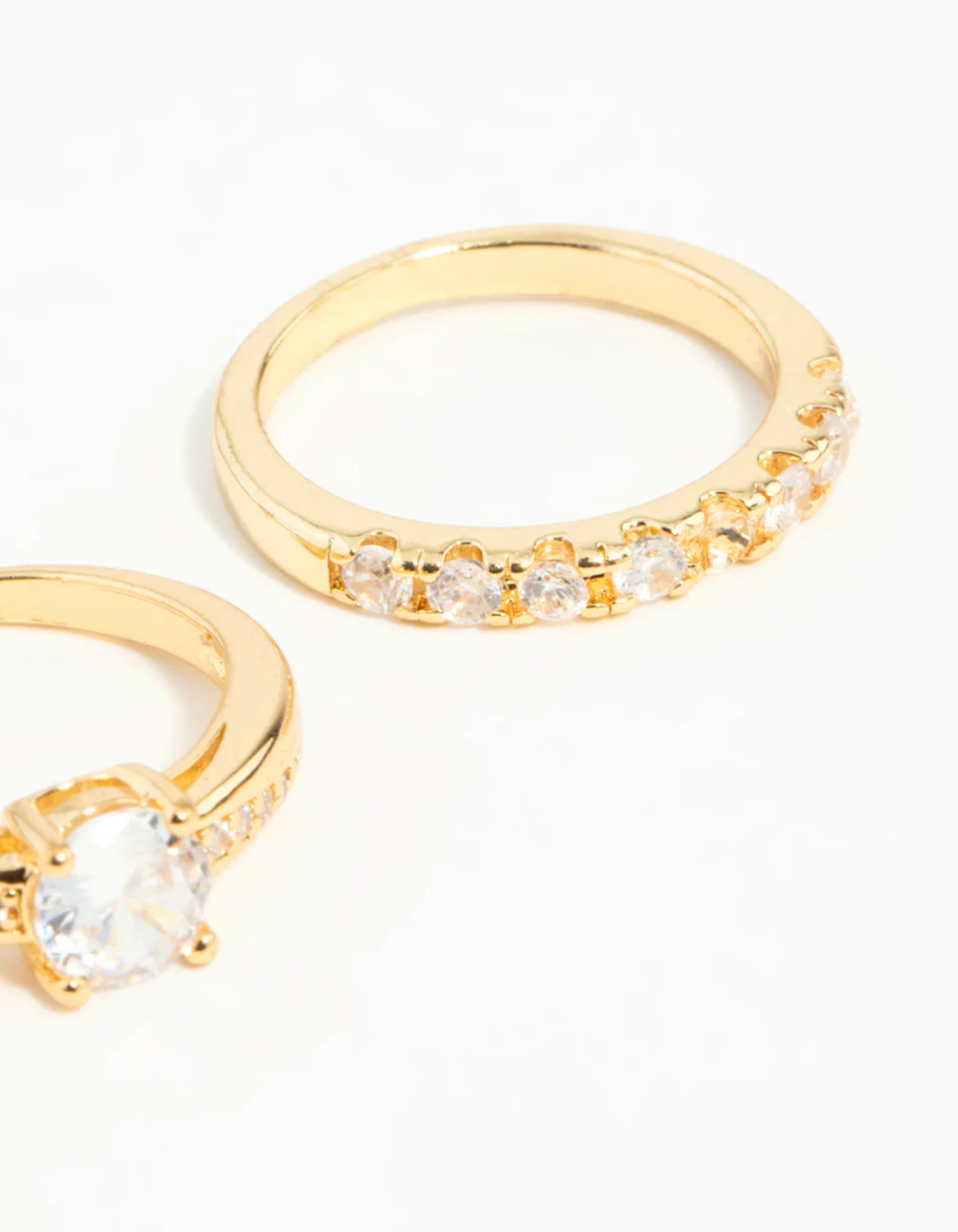 Gold Plated Cubic Zirconia Engaement Ring Set - Image 4