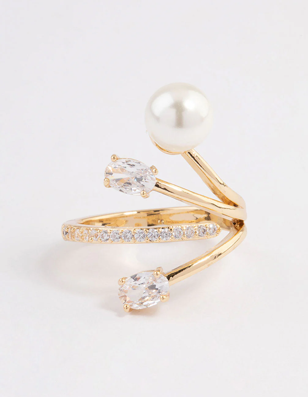 Gold Plated Flare Pearl Ring - Image 3