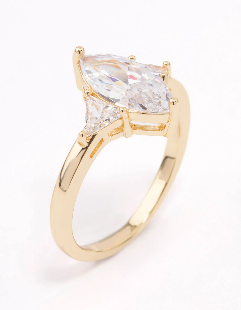 Gold Plated Precious Marquise Engagement Ring - Image 2