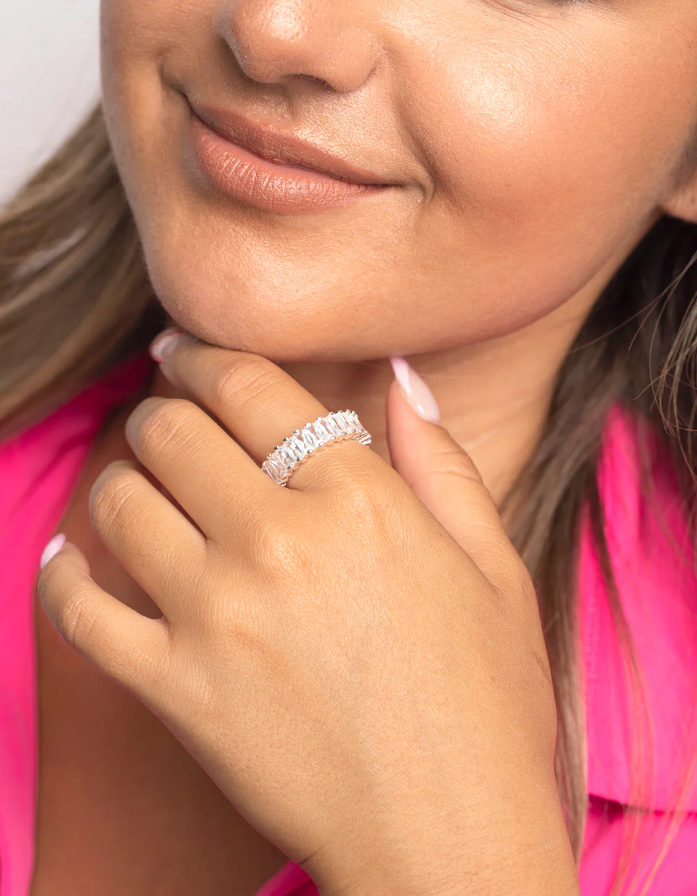 Silver Cubic Zirconia Baguette Ring - Image 2