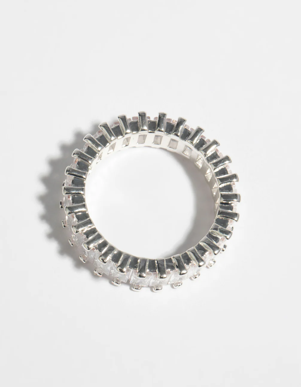 Silver Cubic Zirconia Baguette Ring - Image 3