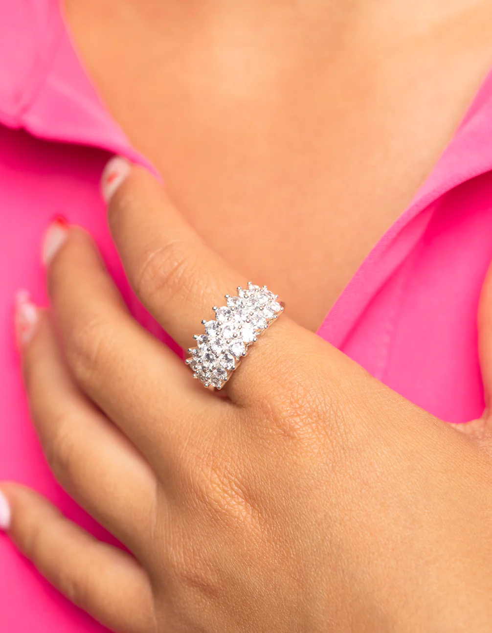 Silver Cubic Zirconia Cluster Ring - Image 2