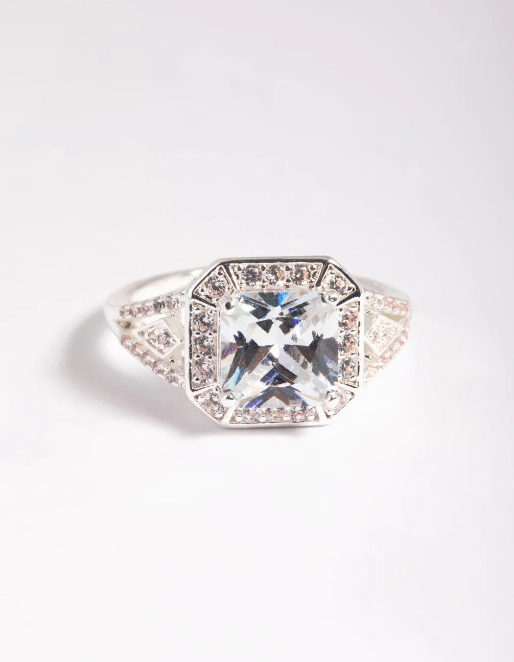 Silver Cubic Zirconia Cushion Ring - Image 3