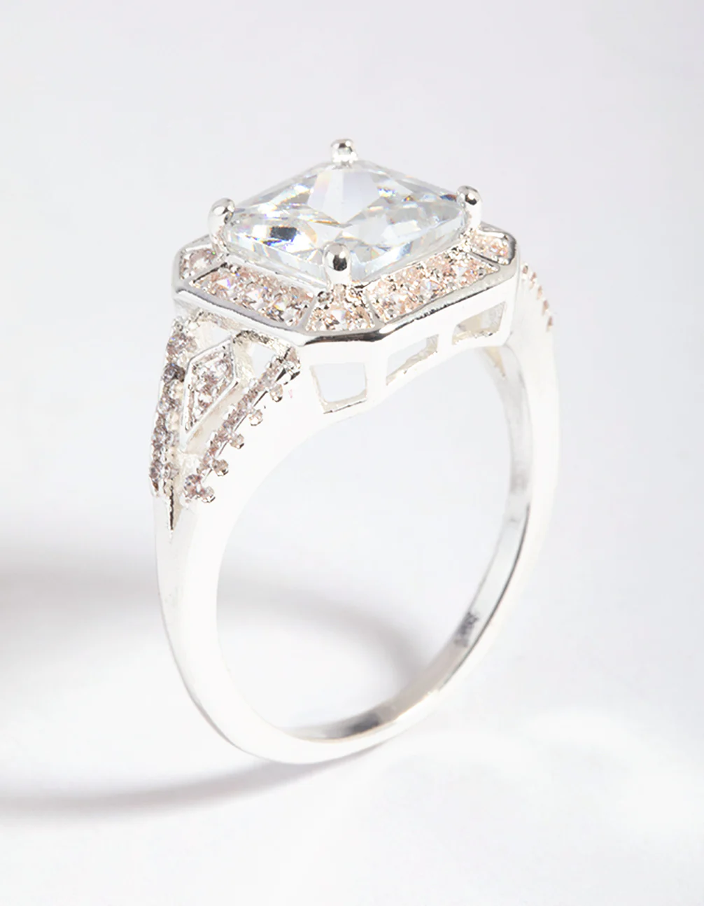 Silver Cubic Zirconia Cushion Ring - Image 4