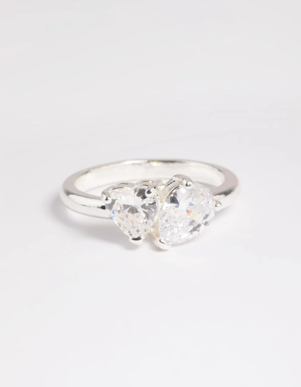 Silver Plated Cubic Zirconia Heart Ring - Image 3