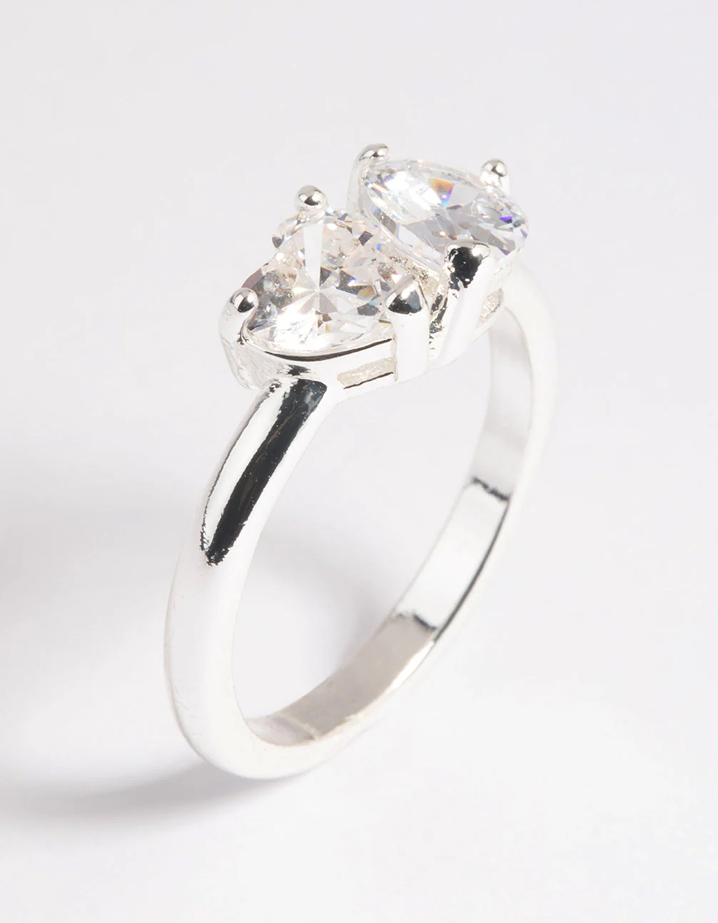 Silver Plated Cubic Zirconia Heart Ring - Image 4