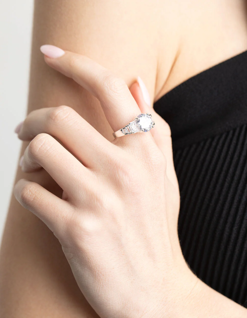 Silver Plated Cubic Zirconia Solitaire Ring - Image 2